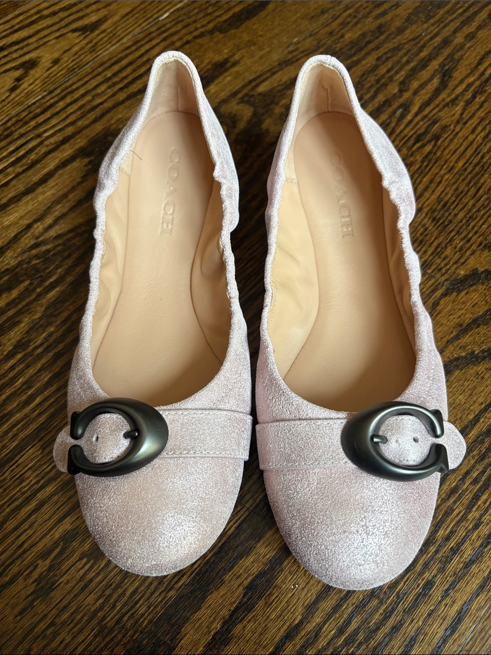 Coach Stanton Metallic Blush Ballet Flats with Dark Signature Buckle 8